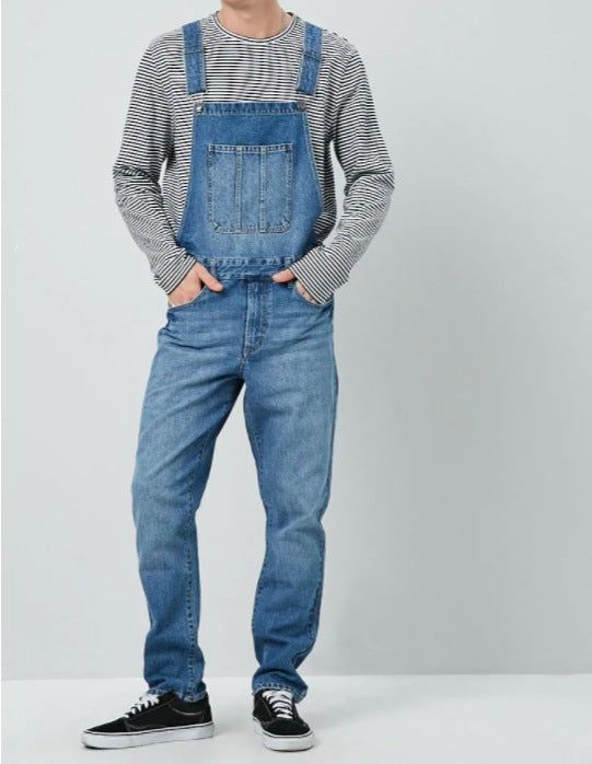 Vintage denim overalls for men with adjustable straps and practical pockets Lune London