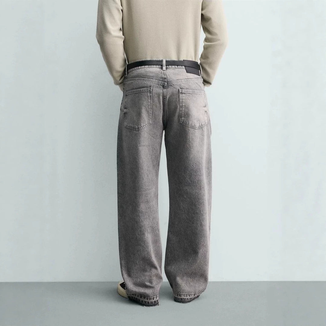 Men's straight-cut jeans with a high rise and vintage-washed effect Amarae