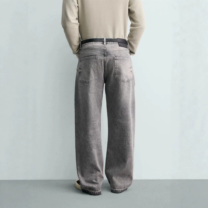 Men's straight-cut jeans with a high rise and vintage-washed effect Amarae