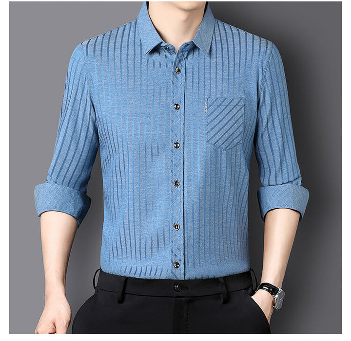 Elegant slim-fit long-sleeve shirt for men with structured design Lune London