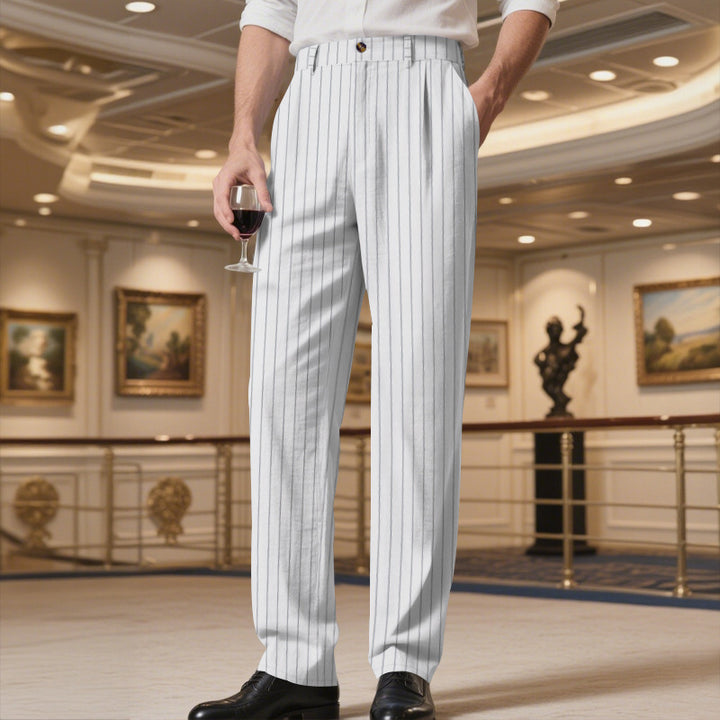 Elegant suit trousers for men with slim stripes Lune London