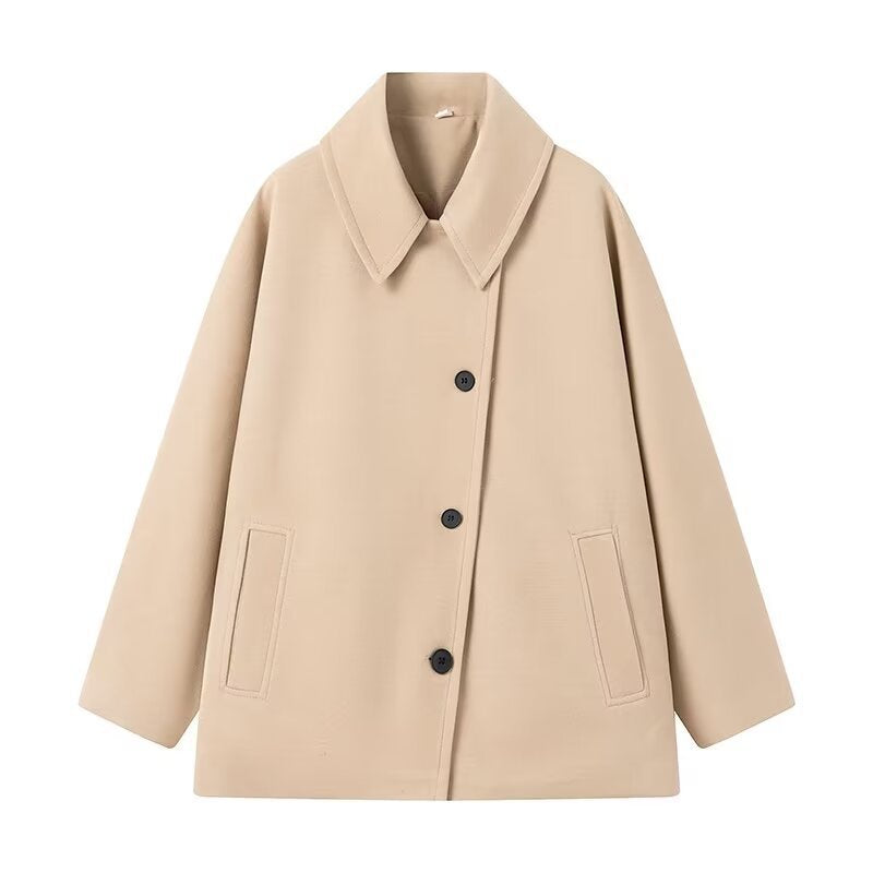 Casual transition jacket for ladies with oversized cut and practical pockets Lune London