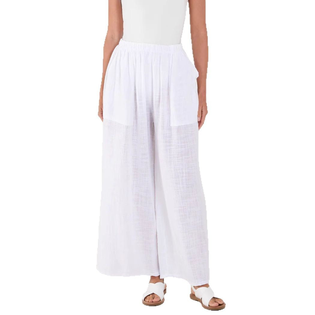 Light chiffon pants for women with elastic waist and practical pockets Lune London