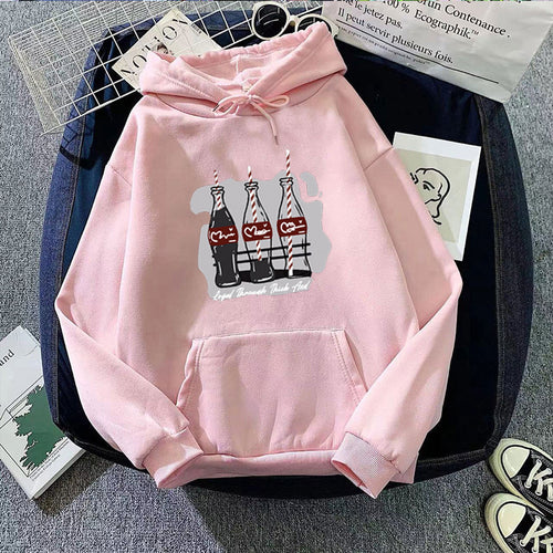 Women's hooded sweatshirt with playful Coca-Cola bottle motif Chic & Stil