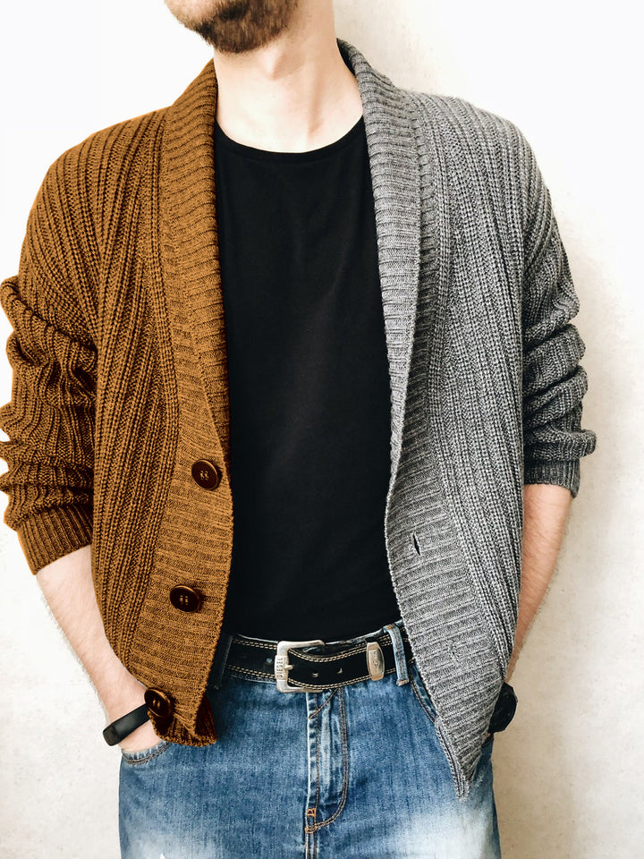 Men's knitted jacket with textured surface and modern buttons Lune London