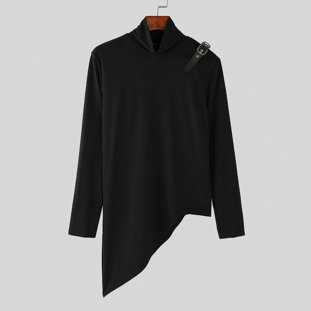 Ladies asymmetrical Longsleeve with high collar and modern Lune London band
