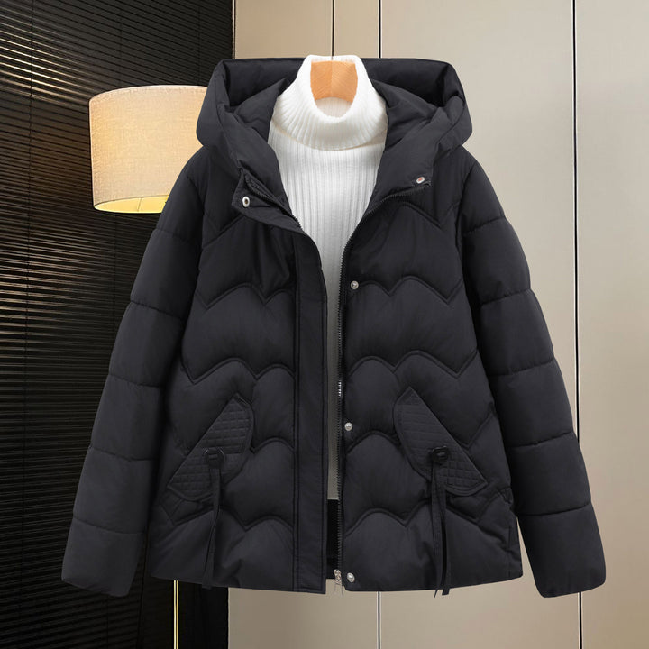 Ladies down jacket with hood and front pockets Lune London