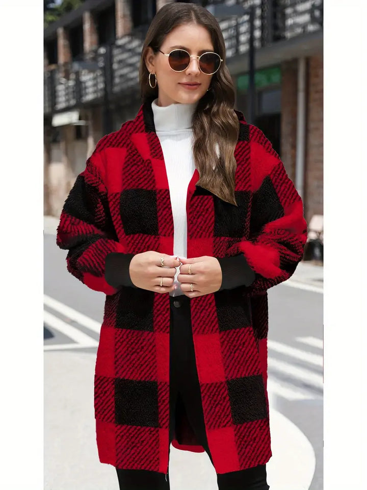 Ladies Cozy Wool Blazer with Plaid Pattern Lune London