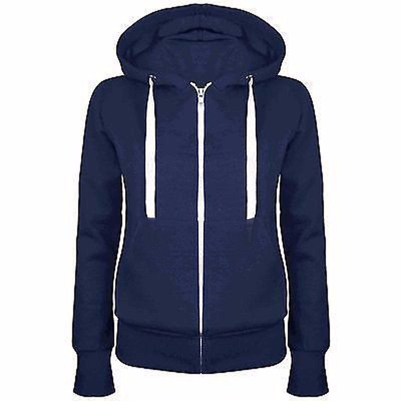 Ladies Hooded Sports Jacket with Practical Pockets and Zipper Lune London
