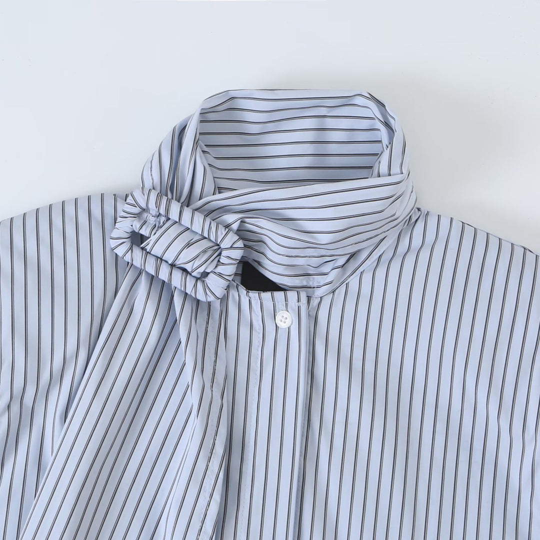 Ladies blouse with tie and concealed button placket Amarae