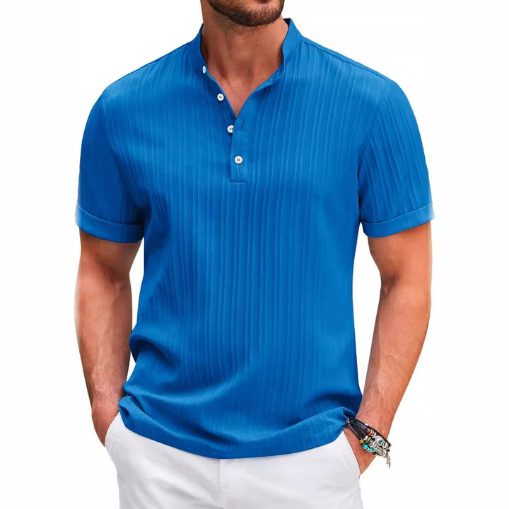 Short Sleeve Henley T-Shirt for Men with Textured Design Lune London