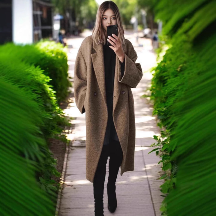 Oversized wool coat for women with a double-button design and a relaxed fit Lune London