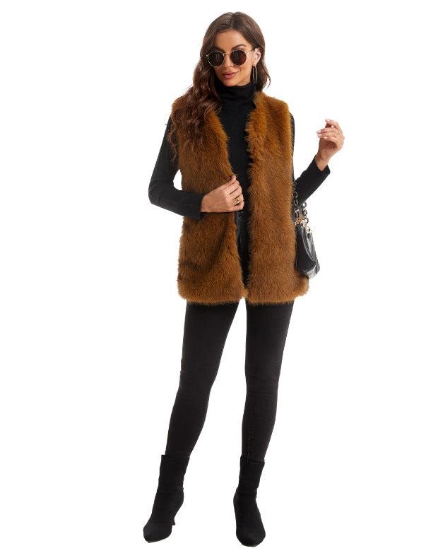 Women luxury faux fur gilet Lune London