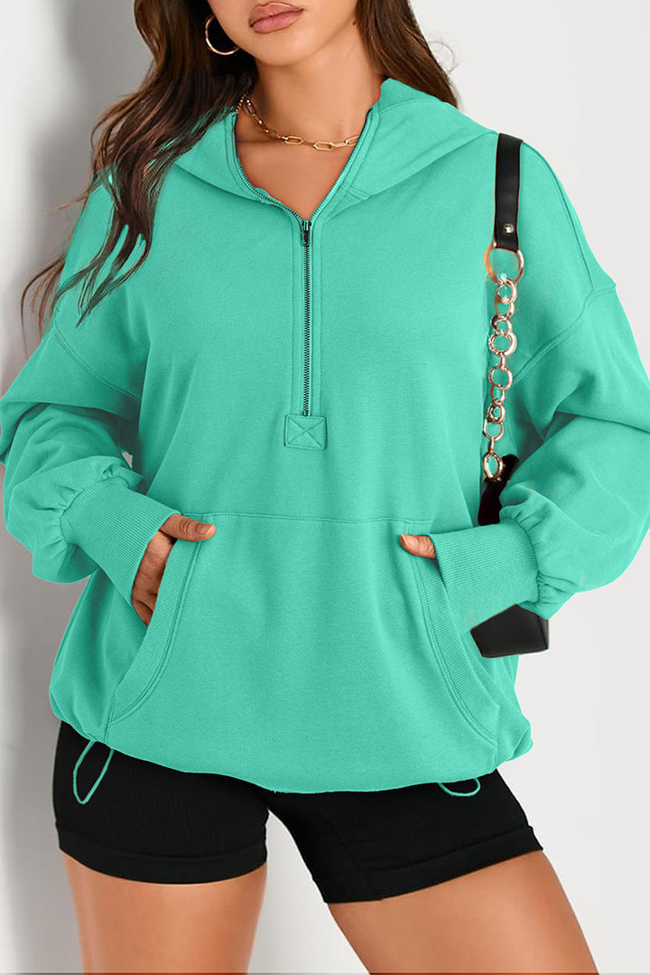 Women's Oversize Half-Zip Hoodie with Kangaroo Pocket Amarae