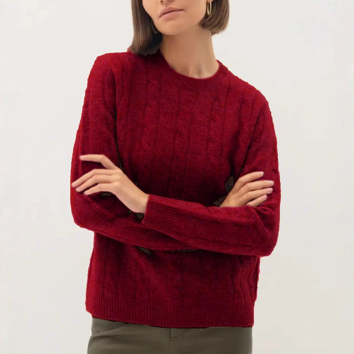 Ladies warm knitted sweater with cable knit pattern Lune London