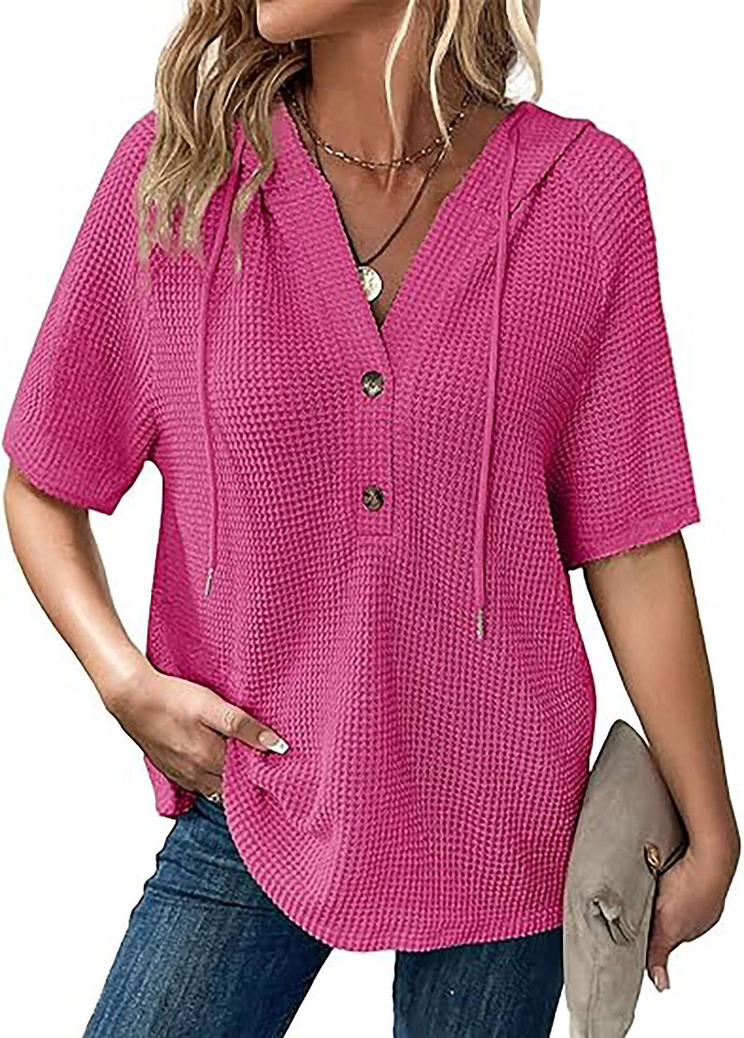 Casual oversized hoodie T-shirt for women with button detail Lune London
