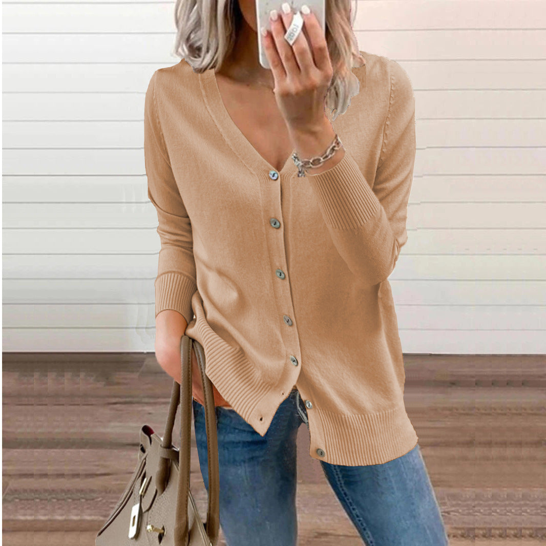 Cardigan for ladies with buttoned front and V-neck Lune London