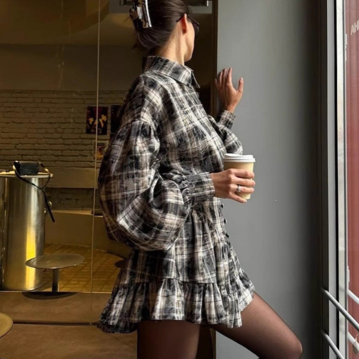 Lune London checkered shirt and skirt set for women