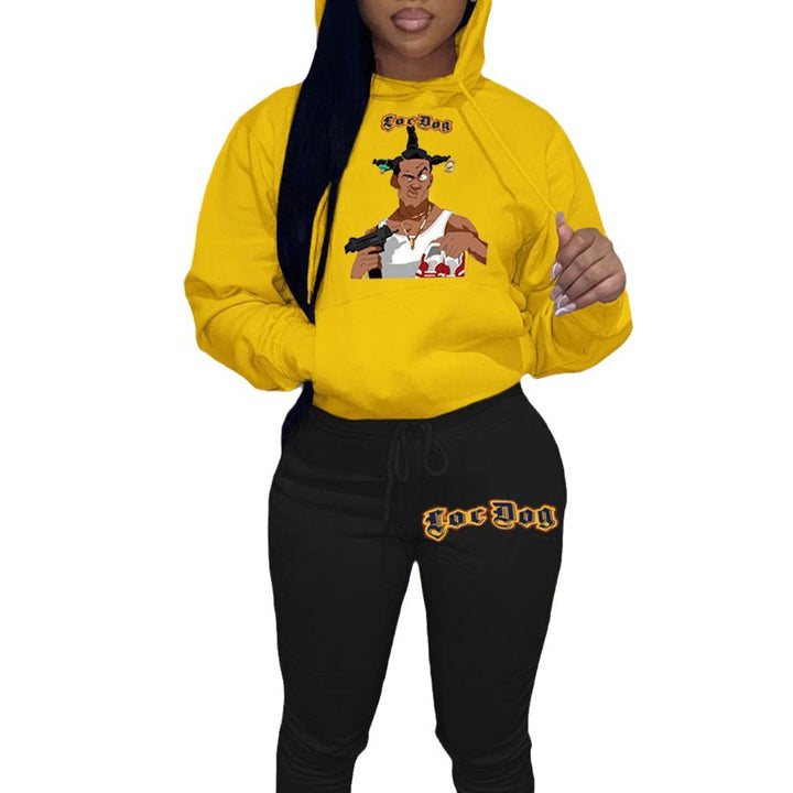 Ladies hoodie and jogger set with a catchy graphic design Lune London