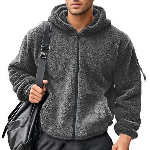 Men's fleece jacket with integrated hood and practical zip pockets Chic and style