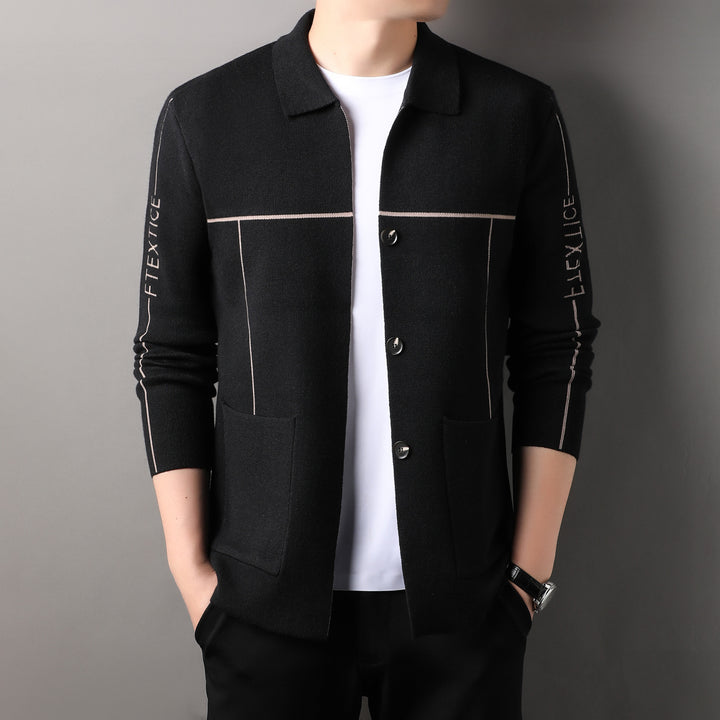 Elegant knitted jacket for men with high collar and stylish buttons Lune London