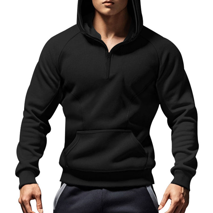 Men's sweater with half-zip and practical kangaroo pocket Lune London
