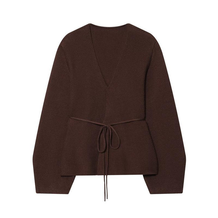 Ladies vest with refined V-neck and adjustable tie belt Lune London