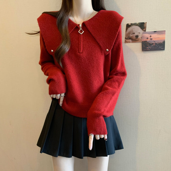 Pull femme avec col unique et zip décoratif Chic & Stil