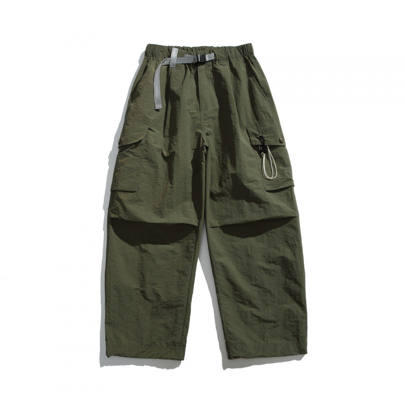 Men's Utility Cargo Pants with Wide Leg, Elastic Waistband and Multiple Pockets Amarae