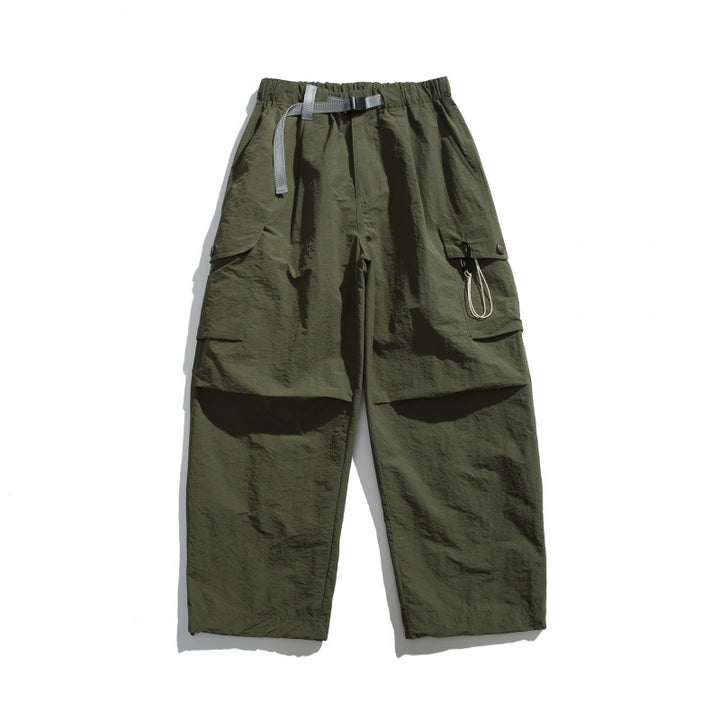 Men's Utility Cargo Pants with Wide Leg, Elastic Waistband and Multiple Pockets Amarae