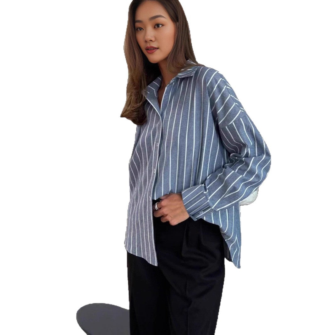 Casual cotton shirt for women with striped design and loose fit Lune London