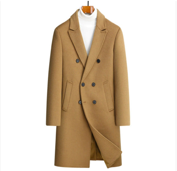 Elegant wool coat for men with double-breasted and decorative lapel Lune London