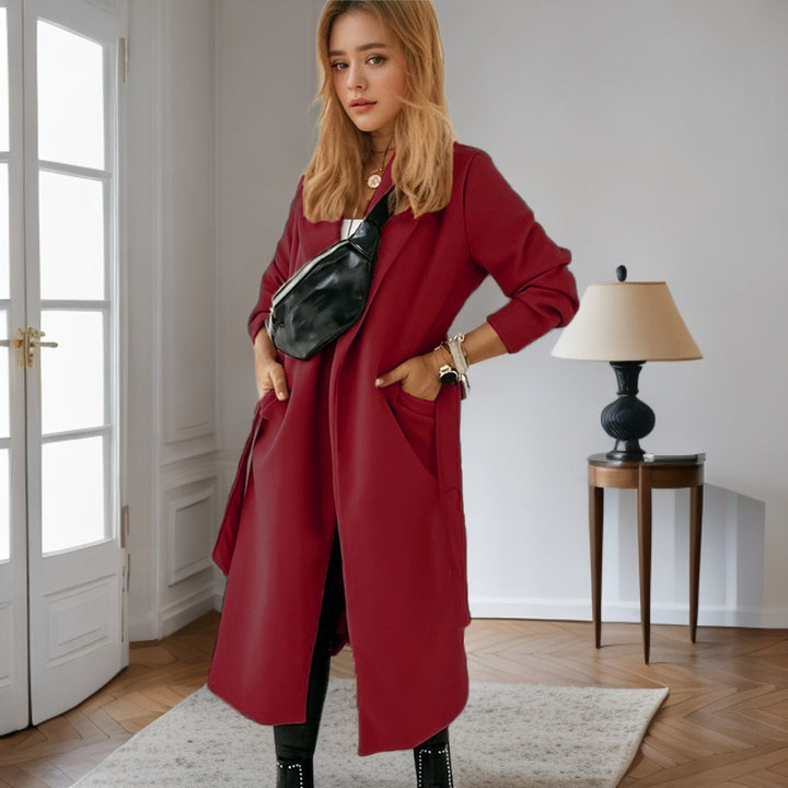 Trendy long jacket for women with practical pockets Amarae