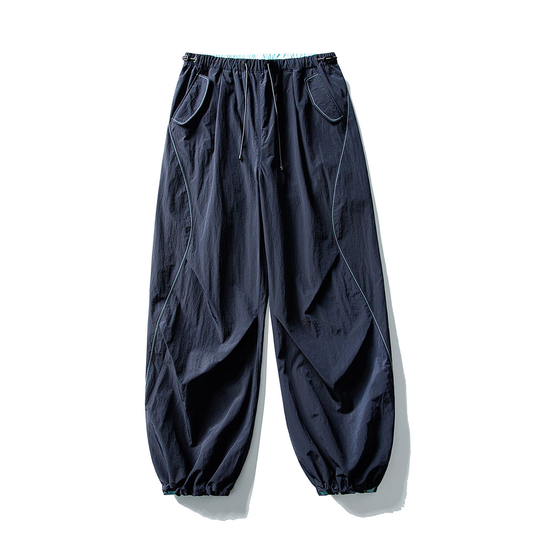 Unisex Wide Utility Pants with Balloon Silhouette, Elastic Drawstring Waistband and Cuffs Amarae