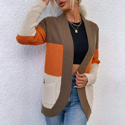 Women's knitted jacket with a breathable mesh structure and practical pockets Amarae