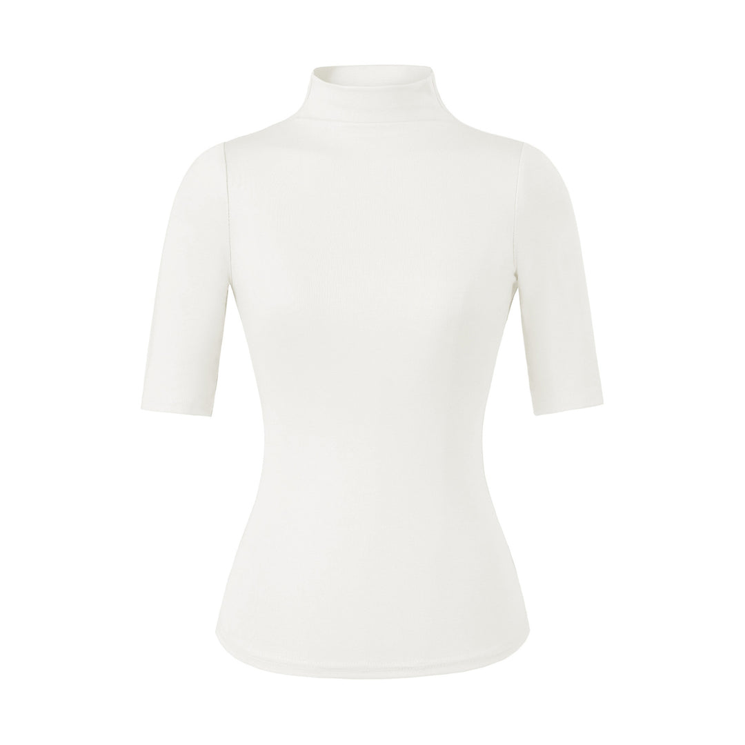 Women's Fitted Stand Collar Shirt with Half-Length Sleeves Amarae
