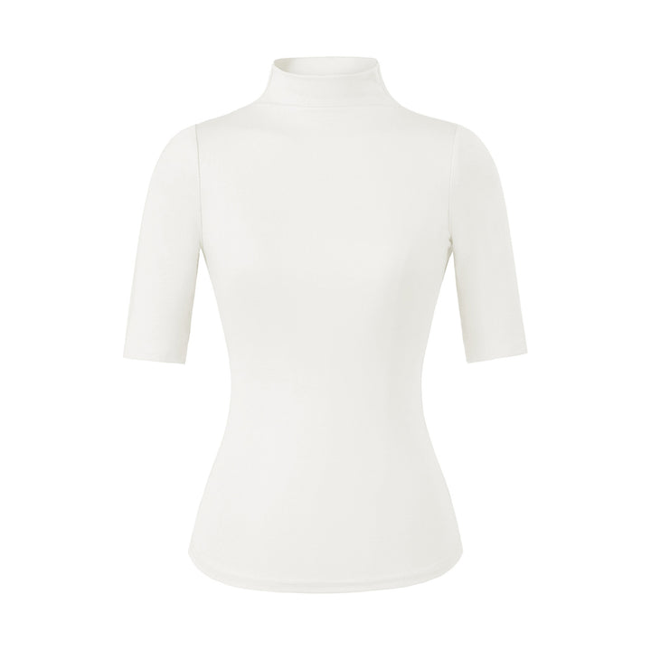 Women's Fitted Stand Collar Shirt with Half-Length Sleeves Amarae