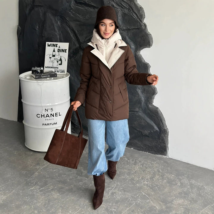 Women padded double-breasted parka with removable quilted inner vest Amarae