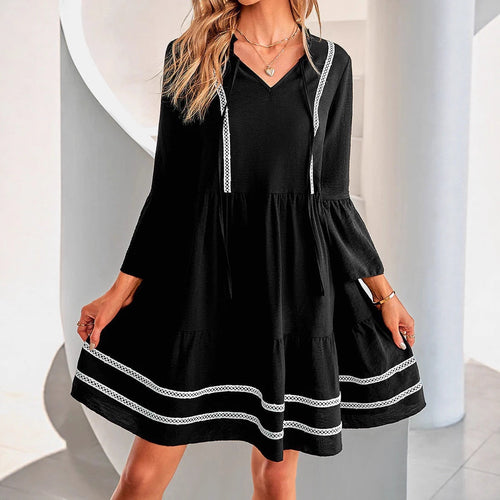 Casual midi dress for women with elegant ruffle details and V-neck Amarae
