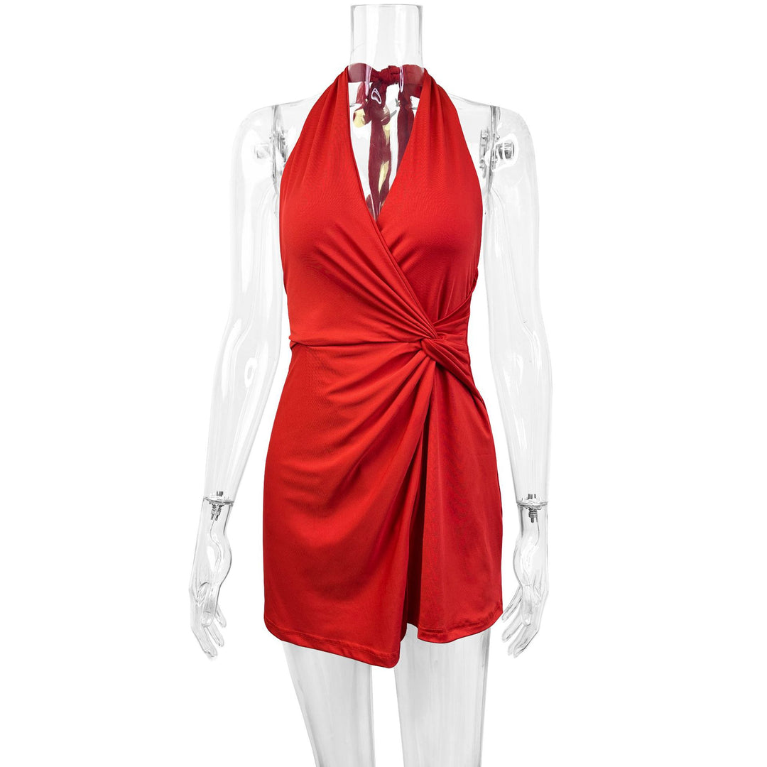 Women's Halterneck Minidress with sophisticated wrap design and flattering cut Lune London