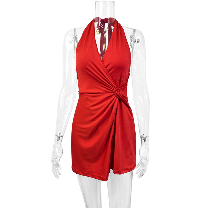Women's Halterneck Minidress with sophisticated wrap design and flattering cut Lune London