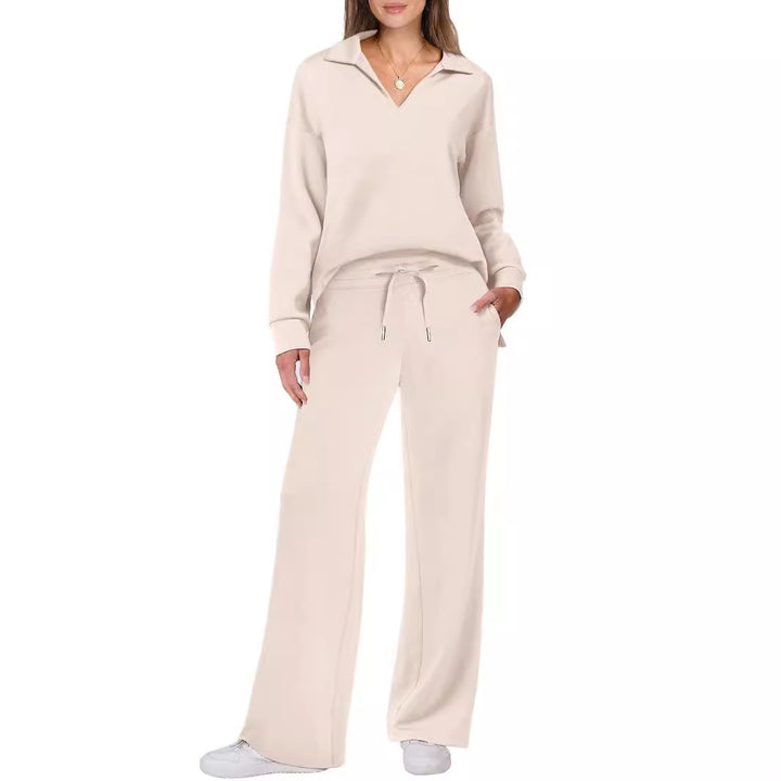 Ladies casual set with large collar and comfortable loose pants Lune London