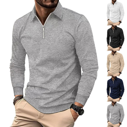 Fleece pullover for men with a high collar and an innovative structured design Amarae