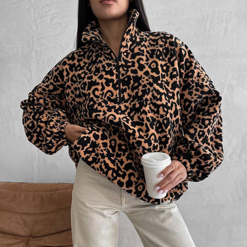 Amarae leopard print oversized sweater for women