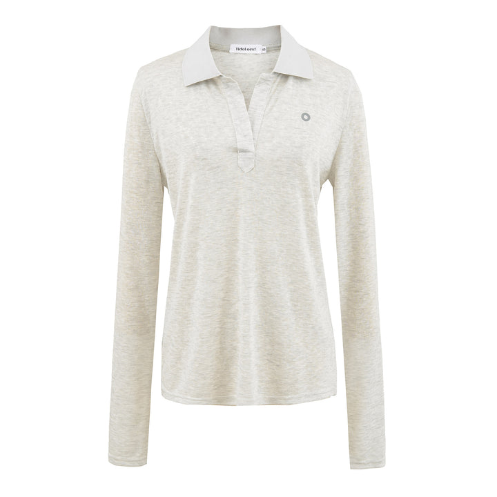 Long sleeve polo shirt for women with a modern collar and a high-quality material blend Lune London