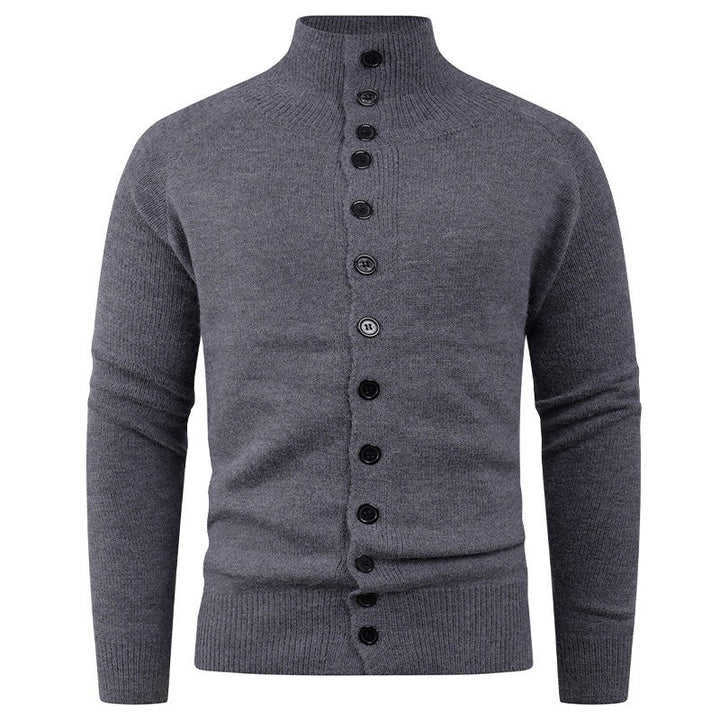 Men's knitted jacket with modern stand-up collar and button closure Lune London