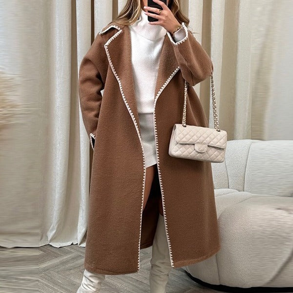Ladies elegant and comfortable coat with fine contrasting stitches Lune London