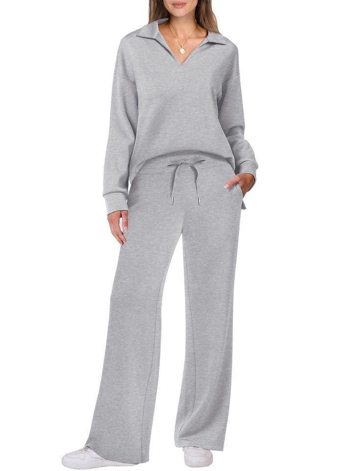 Ladies Comfortable Casual Set with an Elegant V Neck and a Loose Fit Lune London