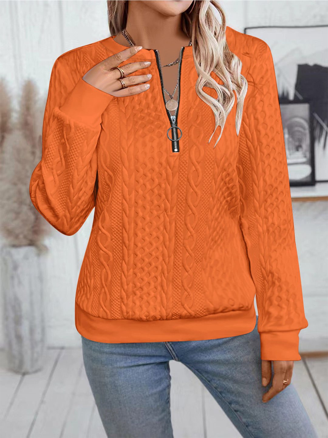 Lune London women's zip-up knitted sweater