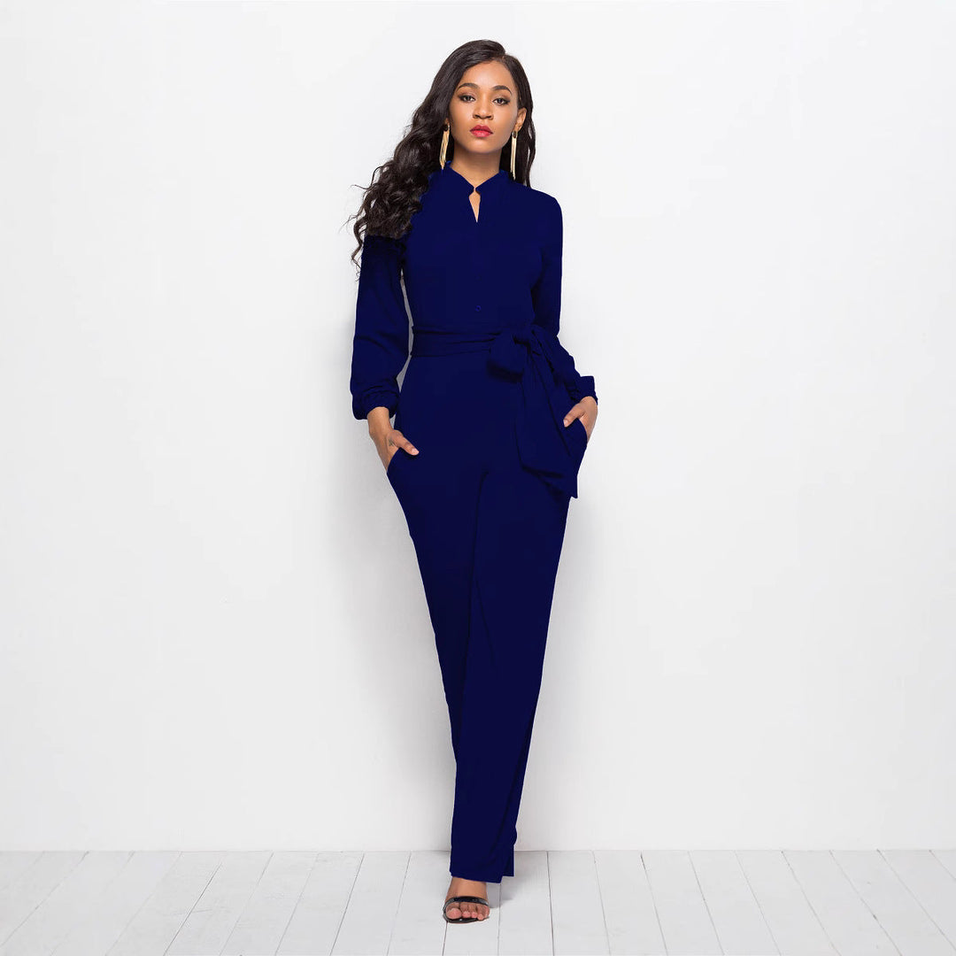 Ladies Elegant Jumpsuit with Tailored Cut and Long Sleeves Lune London